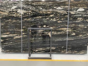 Polished Cosmic Gold Granite Slabs, Luxury Black and Gold Matrix Granite