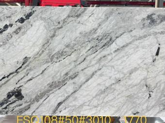 Cristallo Picasso Quartzite Slab，White Quartzite Stone Surface，Grey Veined Quartzite
