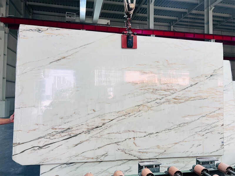 Paonazzo Marble full slab with open diagonal veining