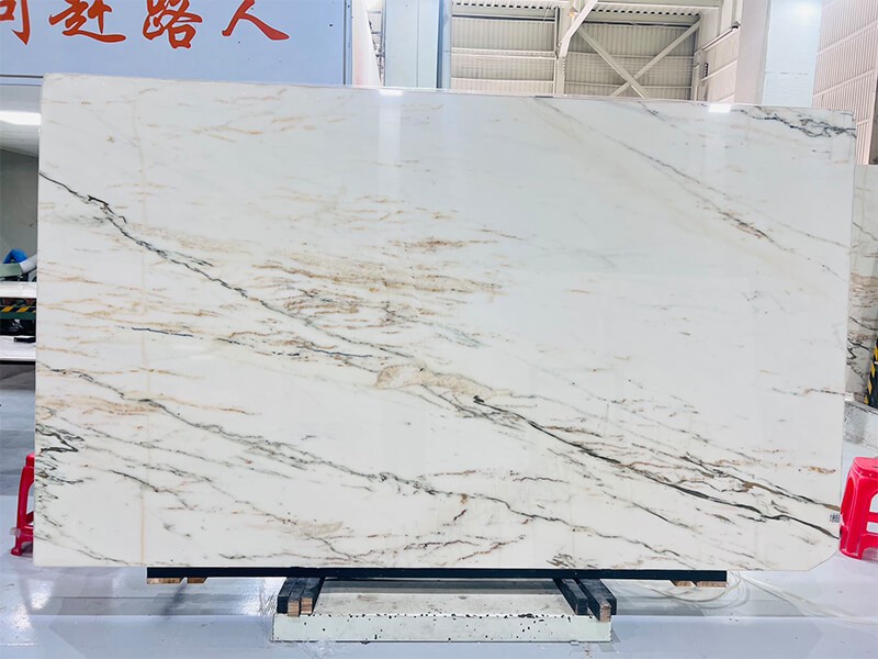 Paonazzo Marble full slab with broad diagonal dark veining