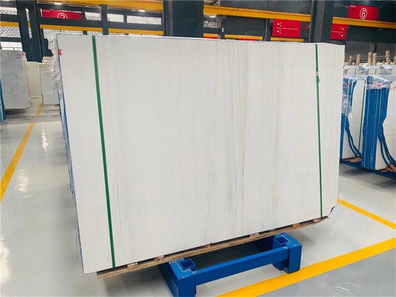 Bianco Dolomiti White Marble slabs with vertical light-grey movement