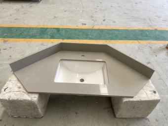 Custom Grey Quartz Angled Vanity Bath Tops