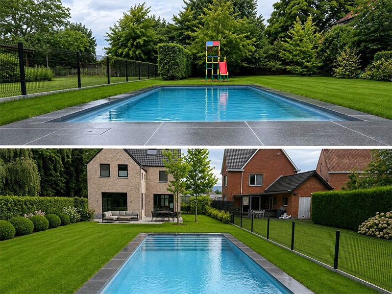 Completed Cambodia G654 granite swimming pools from the seven-pool Belgium project