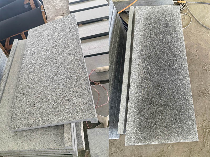 Flamed Cambodia G654 granite pool coping with rounded exposed edge