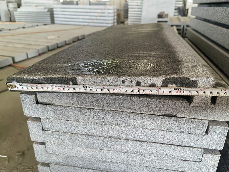 Dimensional inspection of custom Cambodia G654 granite swimming pool coping
