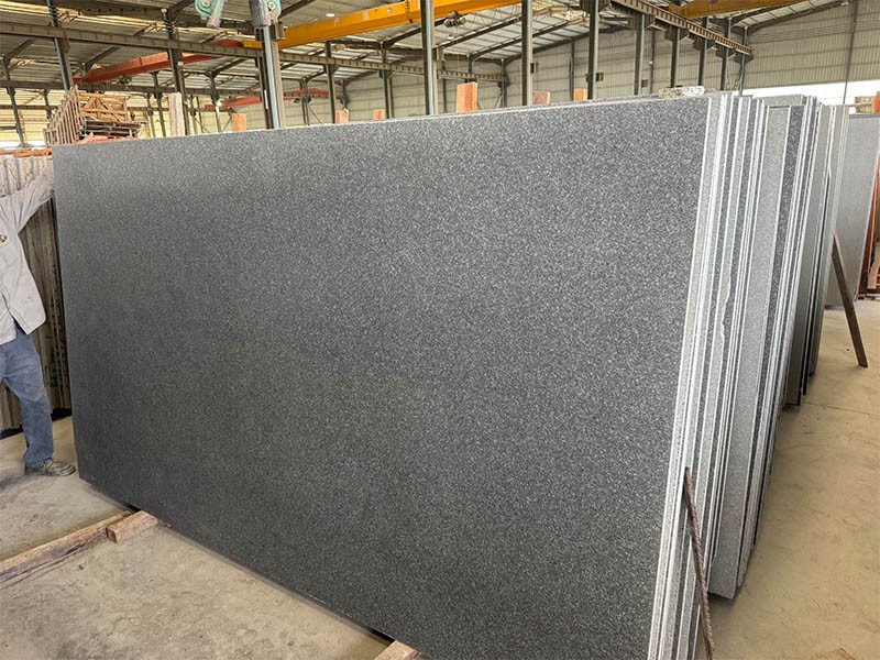 Medium-grain Cambodia G654 granite slabs selected for Belgium swimming pool project