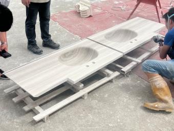 Wooden White Marble Vanity Top