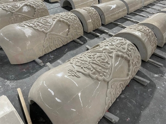Carved White Magnolia Marble column detail for Kazakhstan mosque
