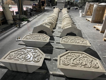 Carved White Magnolia Marble architectural components for Kazakhstan mosque