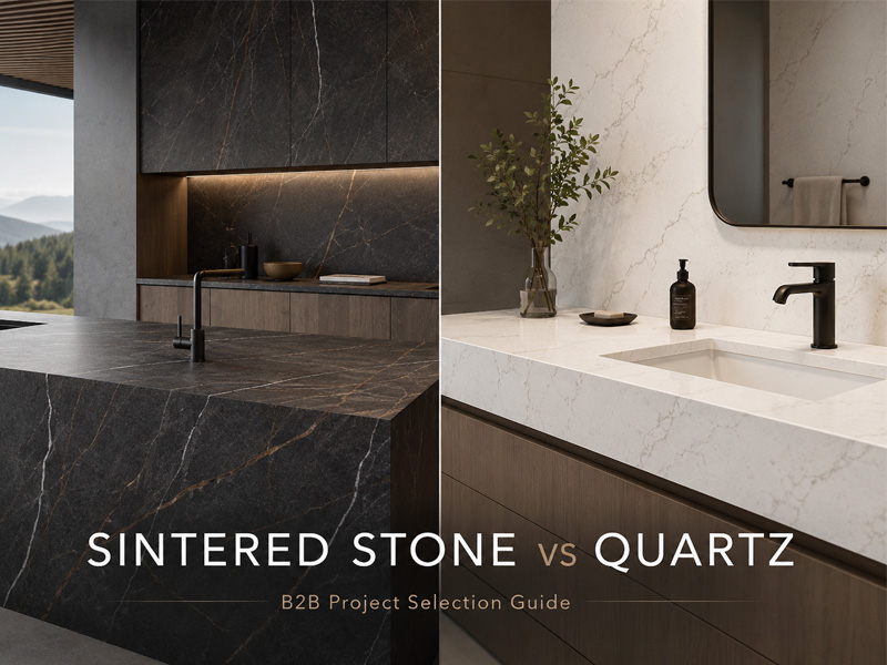 Sintered Stone vs Quartz: Countertops, Bathrooms and B2B Project Selection Guide