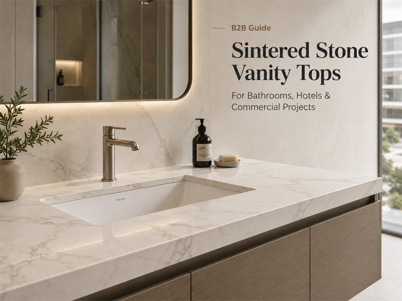 Sintered Stone Vanity Tops for Bathrooms, Hotels and Commercial Projects