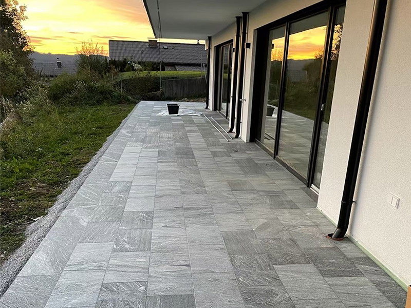 Project by juparana grey granite wall cladding tiles,flooring tiles,granite exterior paving stone