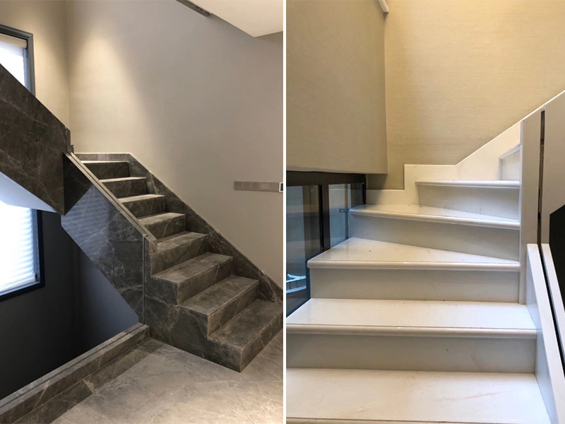 Hermes Grey Marble Stairs VS Ariston White Marble Stairs