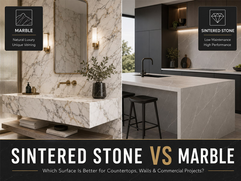 Sintered Stone vs Marble: Which Surface Is Better for Countertops, Walls and Commercial Projects?