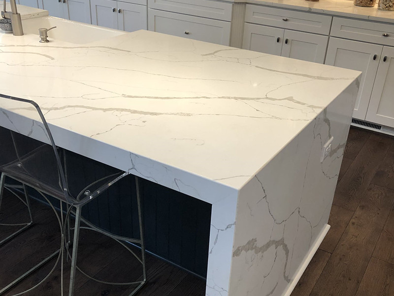 Kitchen Countertop Island Done In Calacatta Laza Quartz