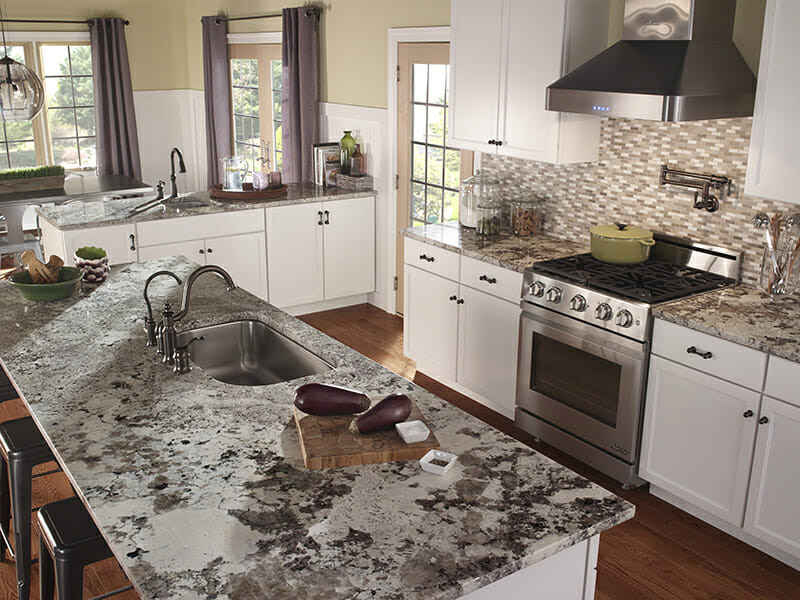 Snow White Fox Granite Kitchen Countertop 